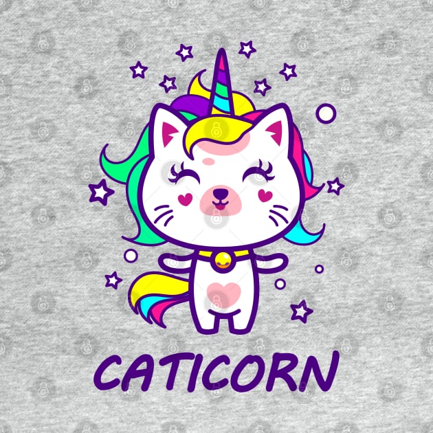 Magical Caticorn - Unicorn Cat T-Shirt for Girls and Kids by vpgdesigns